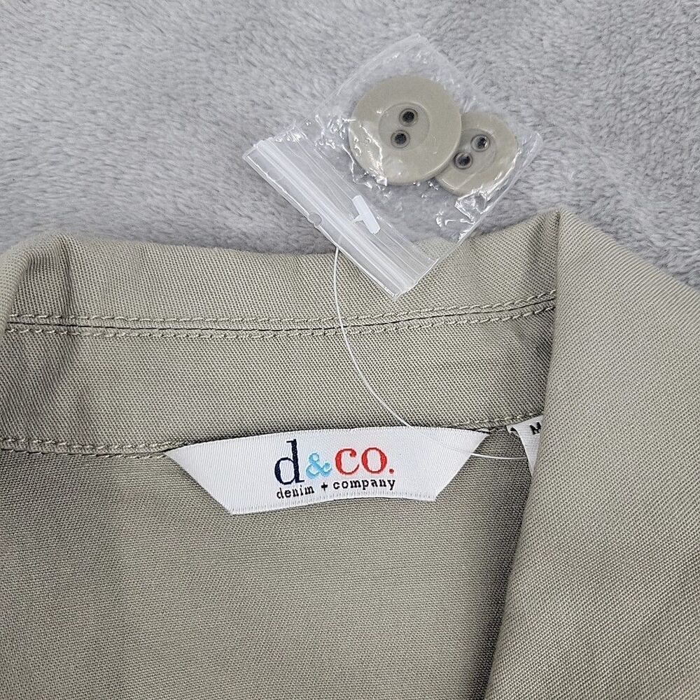 Denim & Company Stretch Twill 3/4‎ Sleeve Button Front Jacket Size 2 Tan Khaki - Picture 6 of 12